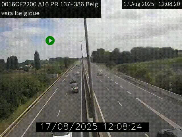 Webcam à la frontière franco-belge au niveau de Bray-Dunes/De-Panne sur l'autoroute A16. Vue orientée vers la Belgique