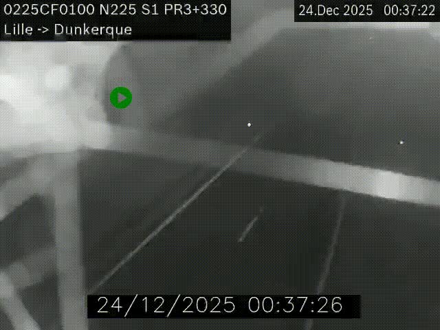 Webcam autoroute A25 (N225) à hauteur de Bergues (Bierne). Vue orientée vers Dunkerque.