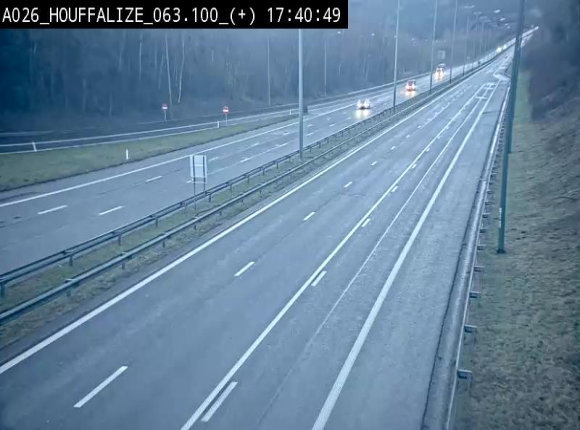 Webcam autoroute des Ardennes (E25/A26) à hauteur d'Houffalize. Vue orientée vers Baraque de Fraiture