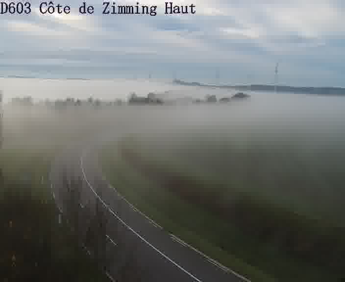 Webcam sur la D603 située en haut de la Côte de Zimming. Vue orientée vers Saint-Avold.