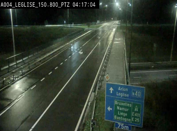 Webcam au-dessus de l'E411 sur la N40. Vue orientée vers Léglise en provenance de Neufchâteau