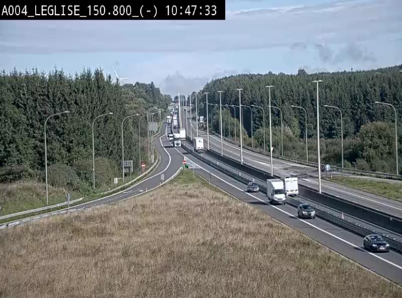 Webcam E411 dans la Côte de Léglise. Vue orientée vers Bruxelles