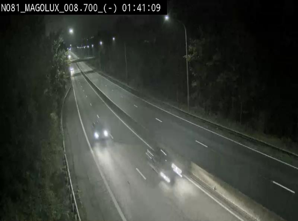 Webcam sur la N81 (E411) à hauteur de la jonction avec la N883. Vue orientée vers Arlon