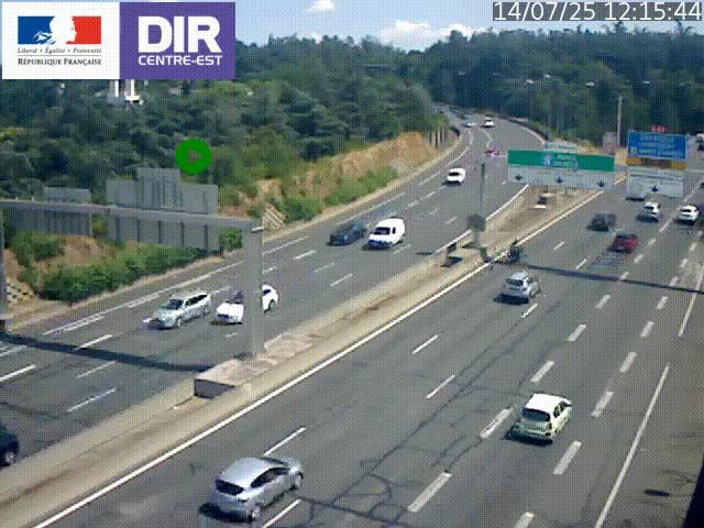 Caméra de circulation routière sur le boulevard périphérique Laurent Bonnevay de Lyon (D383) à hauteur de Bron, avant la jonction avec l'A43. Vue orientée vers l'échangeur