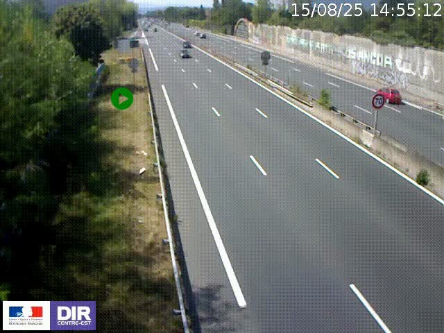 Webcam à Bron sur l'A43 à la jonction avec le boulevard périphérique de Lyon (D383). Vue orientée vers Lyon