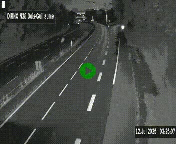 Webcam routière à hauteur de Bois-Guillaume en périphérie de Rouen. Vue orientée vers Rouen