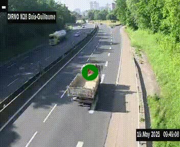 Webcam routière à hauteur de Bois-Guillaume en périphérie de Rouen. Vue orientée vers Rouen