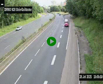 Webcam routière à hauteur de Bois-Guillaume en périphérie de Rouen. Vue orientée vers Rouen