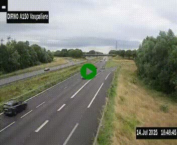 Webcam autoroute A150 à hauteur de La Vaupalière en périphérie de Rouen. Vue orientée vers Rouen