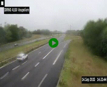Webcam autoroute A150 à hauteur de La Vaupalière en périphérie de Rouen. Vue orientée vers Rouen
