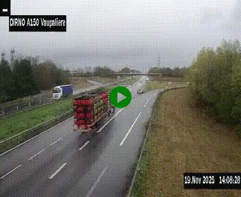 Webcam autoroute A150 à hauteur de La Vaupalière en périphérie de Rouen. Vue orientée vers Rouen
