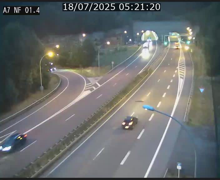 Caméra autoroute Luxembourg A7 - Echangeur Waldhaff - direction Tunnel Stafelter