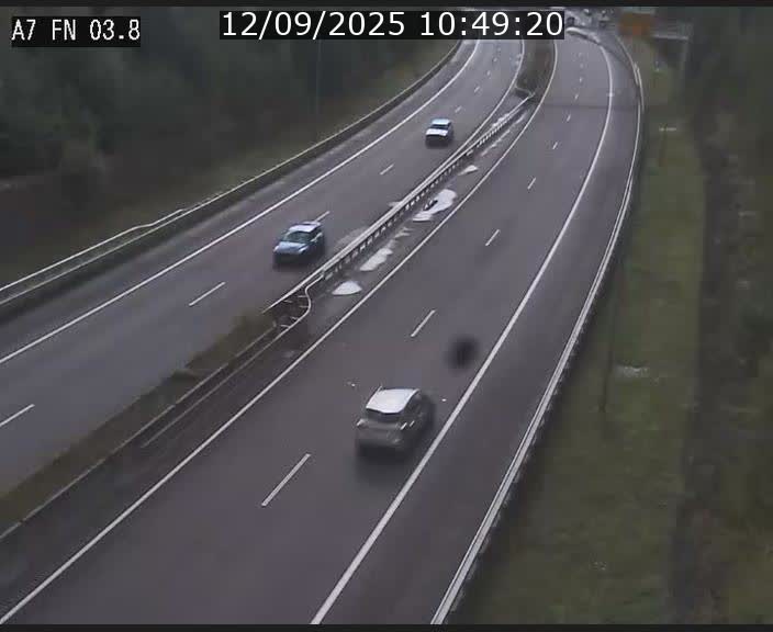 Caméra autoroute Luxembourg A7 - Passage à gibier Rëngelbour - direction Tunnel Stafelter