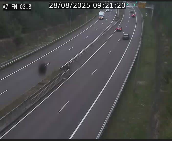Caméra autoroute Luxembourg A7 - Passage à gibier Rëngelbour - direction Tunnel Stafelter