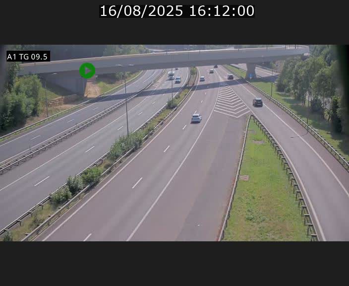 Traffic live webcam Luxembourg Jonction Grünewald - A1 direction Luxembourg-ville - BK 9.5