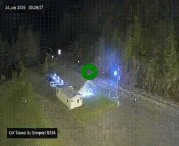 Webcam à l'entrée du tunnel du Somport, côté français, sur la N134, dans les Pyrénées, en direction de l'Espagne, à 1116 mètres d'altitude