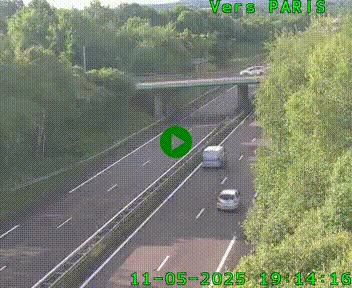 Caméra routière sur l'autoroute A20 au nord de Limoges, à la jonction avec la N520. Vue orientée vers Paris