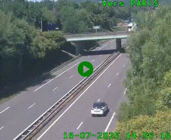 Caméra routière sur l'autoroute A20 au nord de Limoges, à la jonction avec la N520. Vue orientée vers Paris