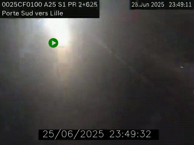 Webcam autoroute A25 sur le périphérique de Lille à hauteur de Lille-Sud et la sortie 3 Faches-Thumesnil. Vue orientée vers Lille-Centre.