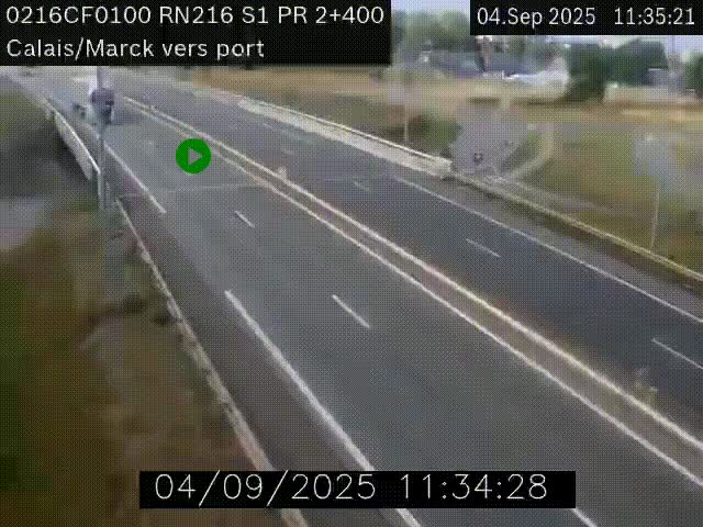 Webcam à Calais sur A216 (N216) en direction du port (harbour) de Calais.