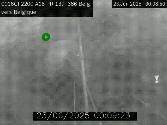 Webcam à la frontière franco-belge au niveau de Bray-Dunes/De-Panne sur l'autoroute A16. Vue orientée vers la Belgique