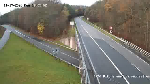 Webcam sur la D620, sur le contournement de Bitche. Vue orientée vers Sarreguemines