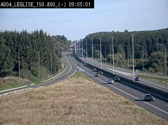 Webcam E411 dans la Côte de Léglise. Vue orientée vers Bruxelles