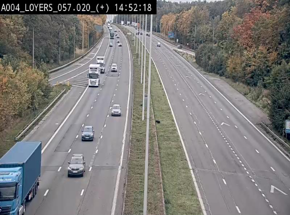 Webcam dans la montée de Loyers sur l'E411, après le viaduc de Beez en venant de Namur et en direction du Luxembourg
