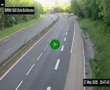 Webcam routière à hauteur de Bois-Guillaume en périphérie de Rouen. Vue orientée vers Rouen