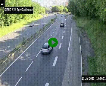 Webcam routière à hauteur de Bois-Guillaume en périphérie de Rouen. Vue orientée vers Rouen