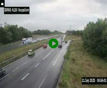 Webcam autoroute A150 à hauteur de La Vaupalière en périphérie de Rouen. Vue orientée vers Rouen