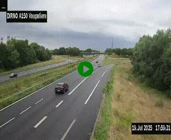 Webcam autoroute A150 à hauteur de La Vaupalière en périphérie de Rouen. Vue orientée vers Rouen