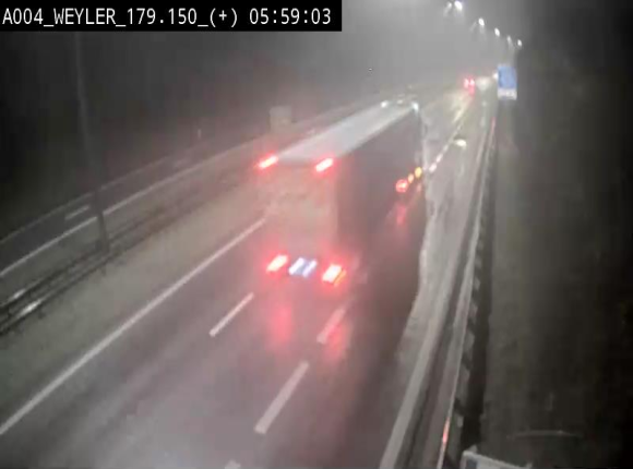 Webcam entre la sortie Arlon et la sortie Weyler sur l'E411. Vue orientée vers Luxembourg