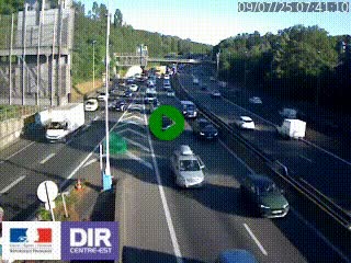 Caméra autoroute sur A6 - Valvert, près de Lyon, en direction de Paris, à hauteur de la sortie 36 Porte du Valvert