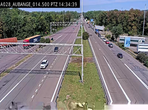Webcam autoroute Belgique - Aubange - A28 direction Arlon - BK 14
