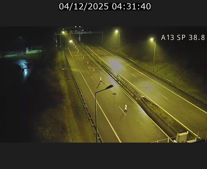 Webcam autoroute A13 à l'entrée ouest du tunnel Markusbierg à Schengen. Vue orientée vers le tunnel et l'Allemagne