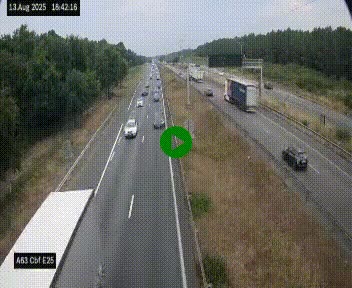 Webcam autoroute A63 en périphérie de Bordeaux au sud-est de la ville, en provenance du bassin d'Arcachon. Vue orientée vers Bordeaux