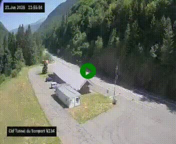 Webcam à l'entrée du tunnel du Somport, côté français, sur la N134, dans les Pyrénées, en direction de l'Espagne, à 1116 mètres d'altitude