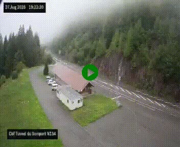 Webcam à l'entrée du tunnel du Somport, côté français, sur la N134, dans les Pyrénées, en direction de l'Espagne, à 1116 mètres d'altitude