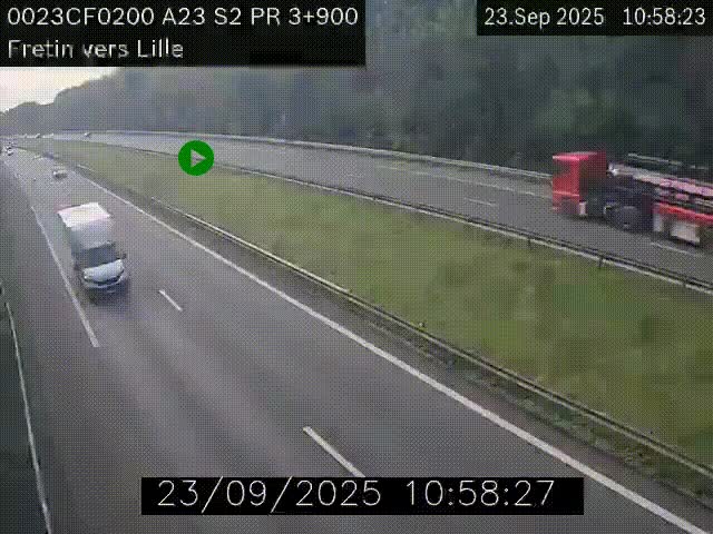 Webcam autoroute A23 à hauteur de Fretin. Vue orientée vers Lille