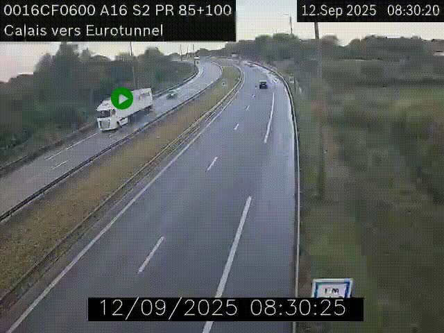 Webcam A16 à Calais en direction du Tunnel sous la Manche (Eurotunnel)