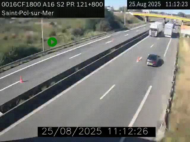 Webcam autoroute A16 à proximité de Dunkerque, à hauteur de la sortie Saint-Pol-sur-Mer. Vue orientée vers Calais