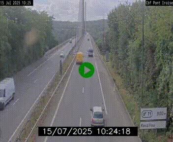 Webcam sur la N165 après le Pont de l'Iroise, à l'entrée de Brest