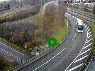 Caméra autoroute à la jonction entre l'A7 et la D301 (Boulevard urbain Sud de Lyon) à Feyzin, au sud de Lyon. Vue orientée vers Mions