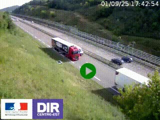 Webcam au niveau du col de Bois Clair à hauteur de Cluny sur la N79. Vue orientée vers Mâcon