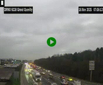 Webcam routière sur N338 à hauteur de Grand-Quevilly en périphérie de Rouen. Vue orientée vers Rouen