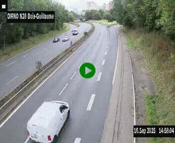 Webcam routière à hauteur de Bois-Guillaume en périphérie de Rouen. Vue orientée vers Rouen