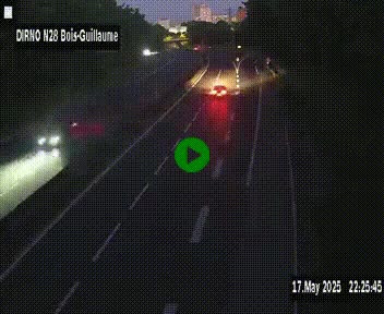 Webcam routière à hauteur de Bois-Guillaume en périphérie de Rouen. Vue orientée vers Rouen