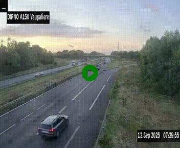 Webcam autoroute A150 à hauteur de La Vaupalière en périphérie de Rouen. Vue orientée vers Rouen