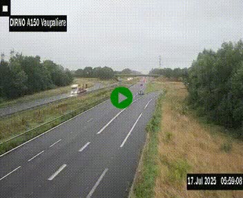 Webcam autoroute A150 à hauteur de La Vaupalière en périphérie de Rouen. Vue orientée vers Rouen